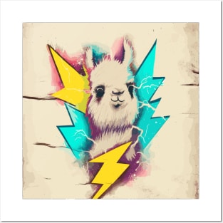 Street art graffiti rock and roll thunder llama Posters and Art